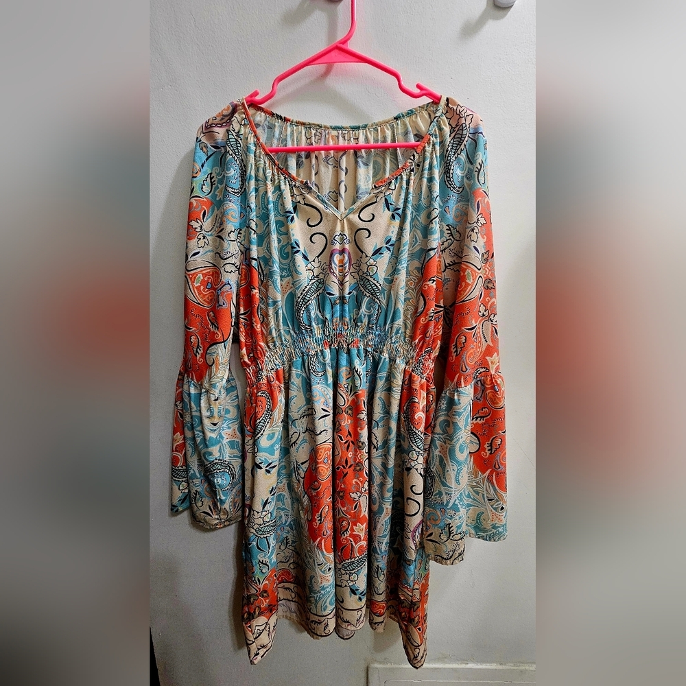 Bohemian | MultiColor | Stretchy Loose Fitting | Casual Maxi Dress - Picture 3 of 12